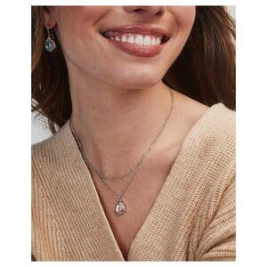 New Kendra Scott Cory Semiprecious Stone Pendant Necklace Silver Romantic Dainty